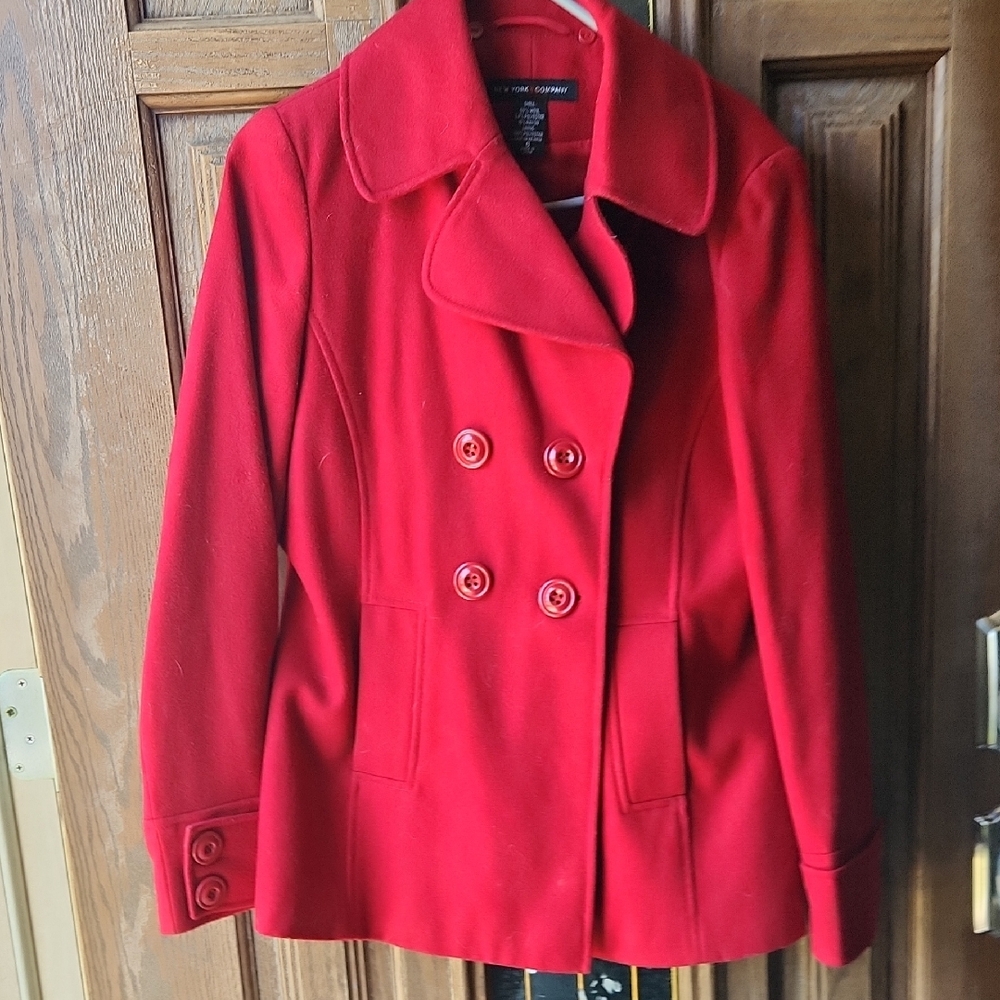 Women's Red Double-Breasted Coat